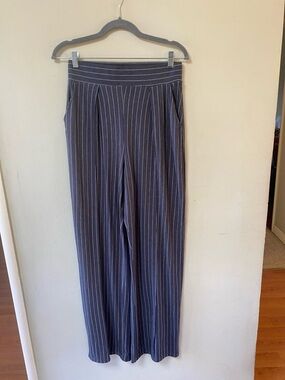 H&M Navy Pinstripe Wide-Leg Track Pants